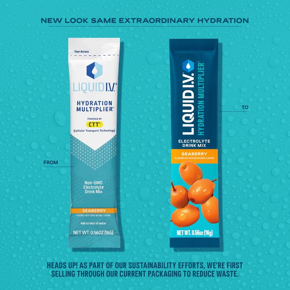 Liquid I.V.® Hydration Multiplier - Seaberry | Electrolyte Powder Drink Mix | 1 Pack (16 Servings) Liquid I.V. buy supplements canada