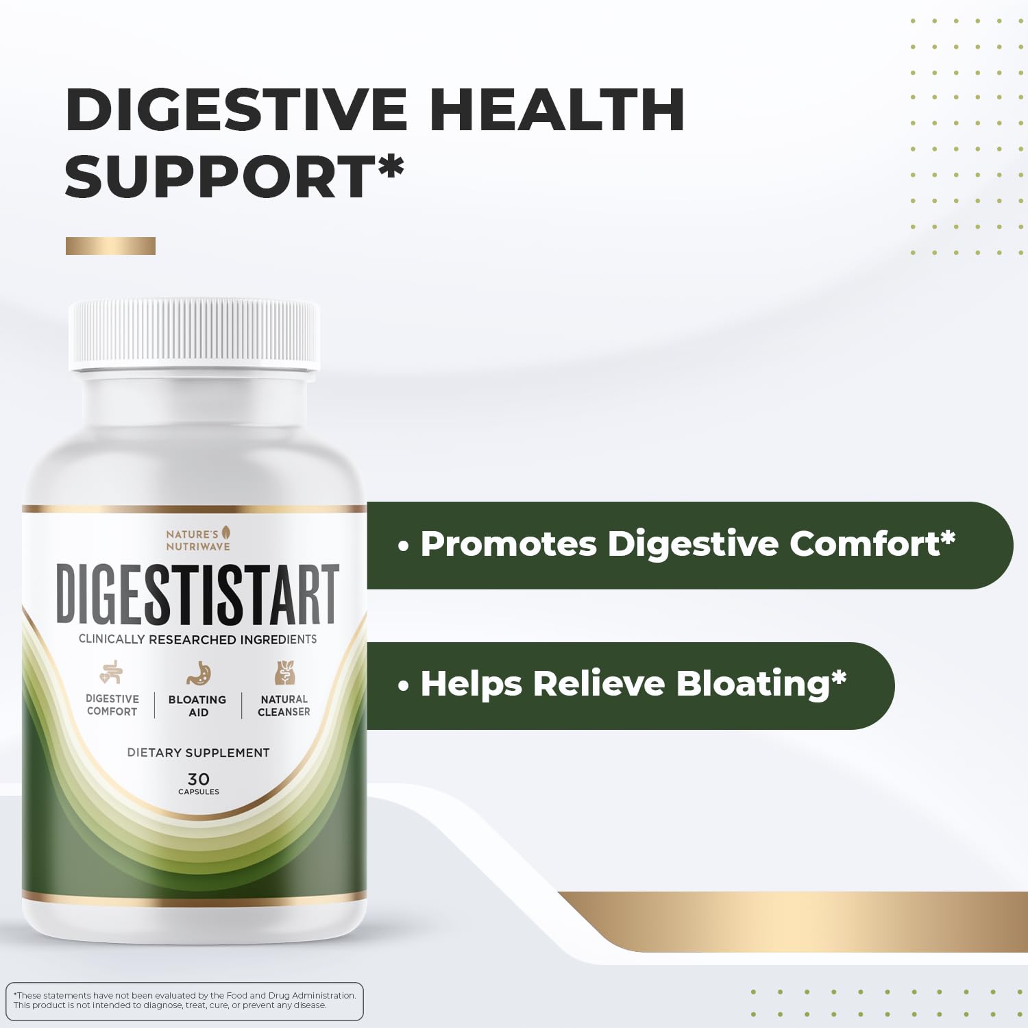 DigestiStart – Natural Digestive Supplement with Wild Yam, Poria Cocos & Bacopa Monnieri – Made in USA, Non-GMO, Easy-to-Take - 30 Capsules, 3 Month Supply Nature’s NutriWave buy supplements canada