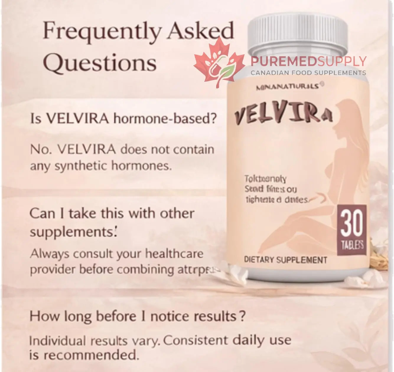 MINANATURALS VELVIRA Feminine Wellness Support Supplement for Women Herbal Rejuvenation Formula with Vitamins, Amino Acids & Collagen 30 Tablets MINANATURALS buy supplements canada
