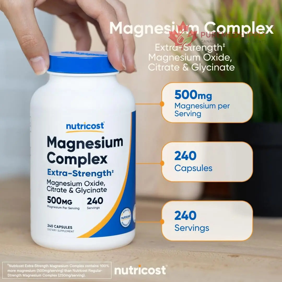 Nutricost Magnesium Complex 500mg, 240 Capsules - Magnesium Oxide, Citrate, and Glycinate - Gluten Free and Non-GMO Nutricost buy supplements canada
