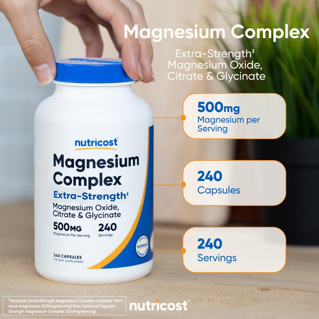 Nutricost Magnesium Complex 500mg, 240 Capsules - Magnesium Oxide, Citrate, and Glycinate - Gluten Free and Non-GMO Nutricost buy supplements canada