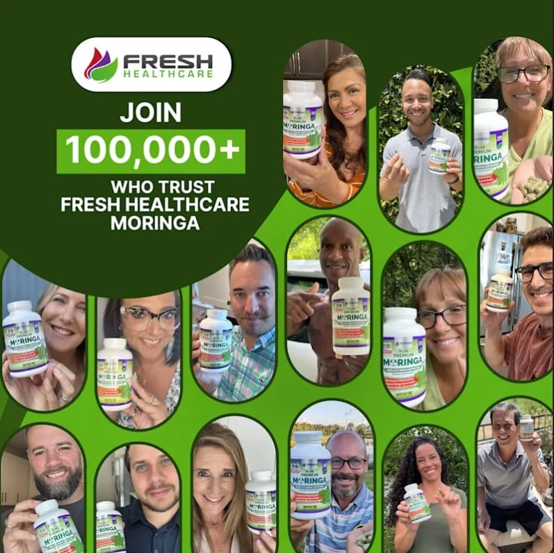 FRESH HEALTHCARE Moringa Capsules – 100% Pure Leaf Powder - 180 Pills, Non-GMO - 3 Month Supply - Complete Green Superfood for Energy FRESH HEALTHCARE buy supplements canada
