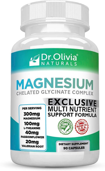Dr. Olivia Naturals Magnesium Glycinate Complex - L-Theanine, Passionflower & Valerian Root for Sleep Support Supplement, Nerve & Muscle Health, High Absorption - 90 Vegetarian Capsules Dr. Olivia Naturals buy supplements canada