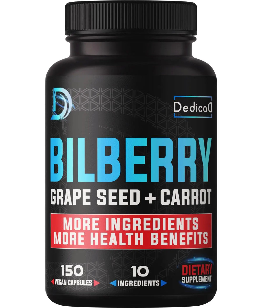 DEDICAD 20:1 Bilberry Extract Capsules - 5 Month Supply - Support Eyes, Vision & Heart Health - 10in1 Plus Grape Seed, Carrot, Elderberry, Eyebright & Others - 150 Counts DEDICAD buy supplements canada