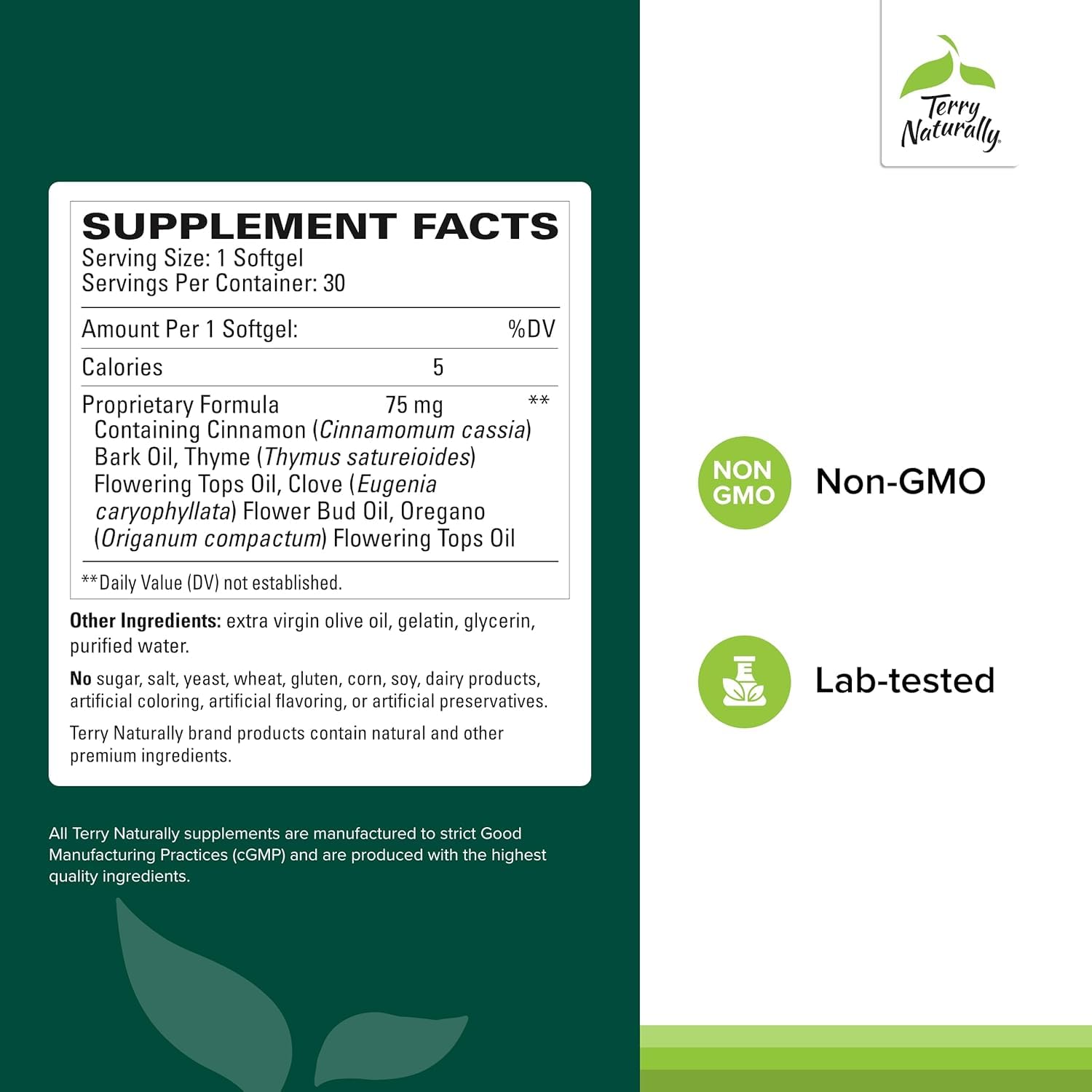 Terry Naturally Bacteril - Intestinal Support Supplement with Clove, Cinnamon, Thyme & Oregano - Immune Support Supplement with Antioxidant Support - Intestinal Support - 30 Softgels (Pack of 2) Terry Naturally buy supplements canada