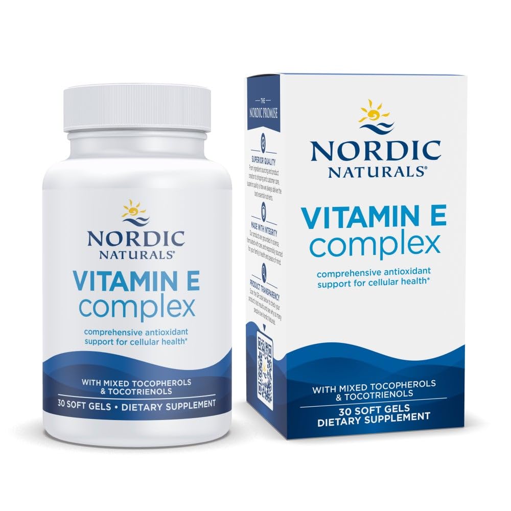 Nordic Naturals Vitamin E Complex, Unflavored - 30 Soft Gels - 6 Forms of Vitamin E for Antioxidant Support - Cellular Protection - Non-GMO - 30 Servings Nordic Naturals buy supplements canada