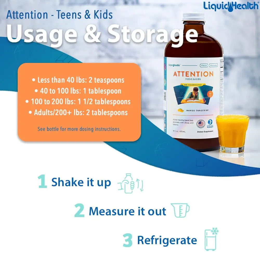 LIQUIDHEALTH Attention, Liquid Multivitamin for Kids & Teens - Improves Memory Retention, Concentration, Focus, Mood, Relaxation & Calming LIQUIDHEALTH buy supplements canada
