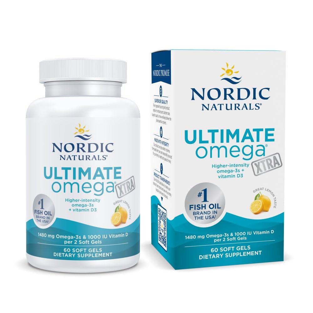 Nordic Naturals Ultimate Omega Xtra, Lemon Flavor - 60 Soft Gels - 1480 mg Omega-3 + 1000 IU Vitamin D3 - EPA & DHA - Brain, Heart, & Immune Health - 30 Servings Nordic Naturals buy supplements canada