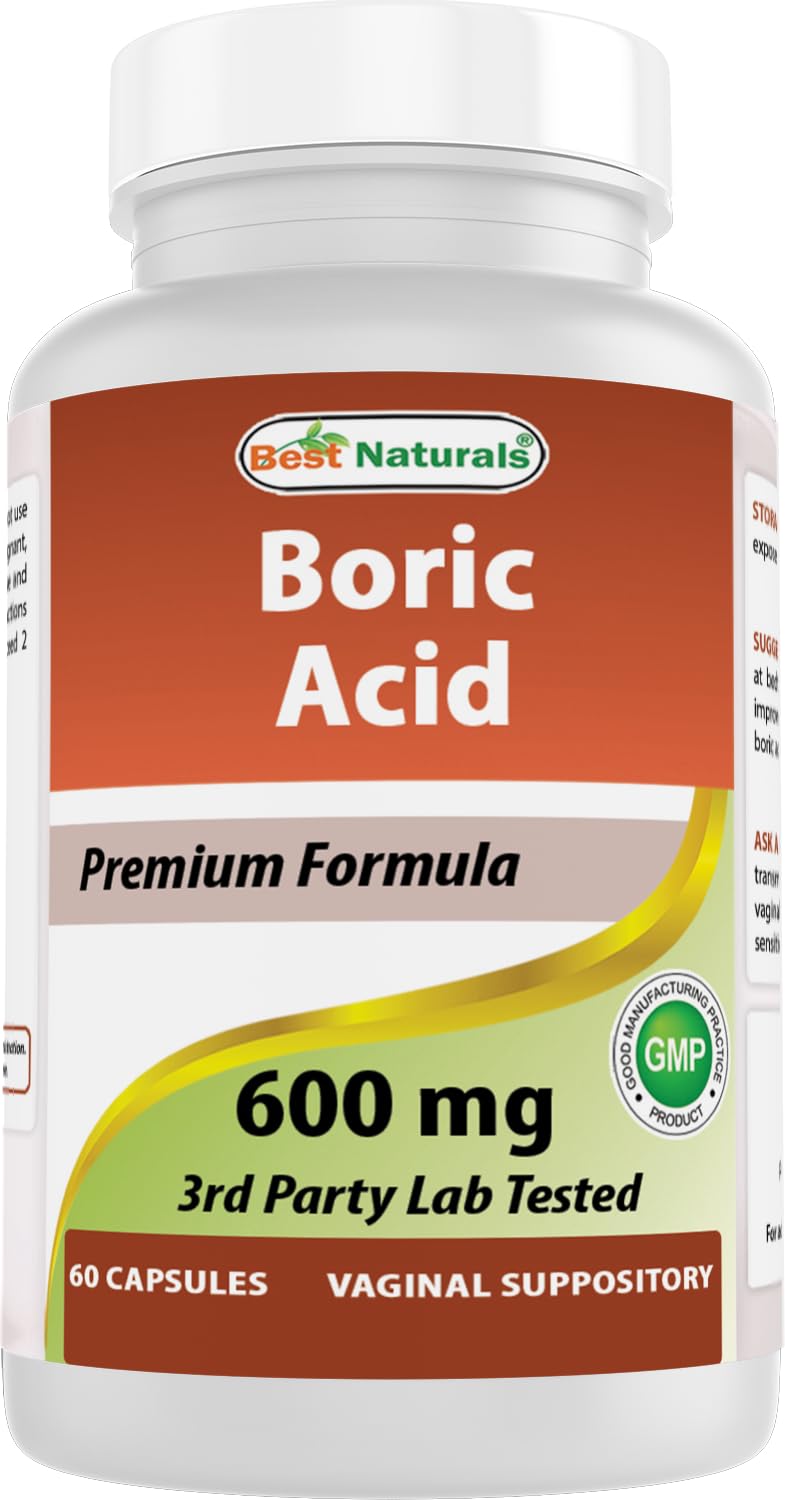 Best Naturals Boric Acid Vaginal Suppositories - Made in USA - USP Medical Grade Fine Powder, Easy Dissolve, Third Party Tested - 60 Count Best Naturals buy supplements canada