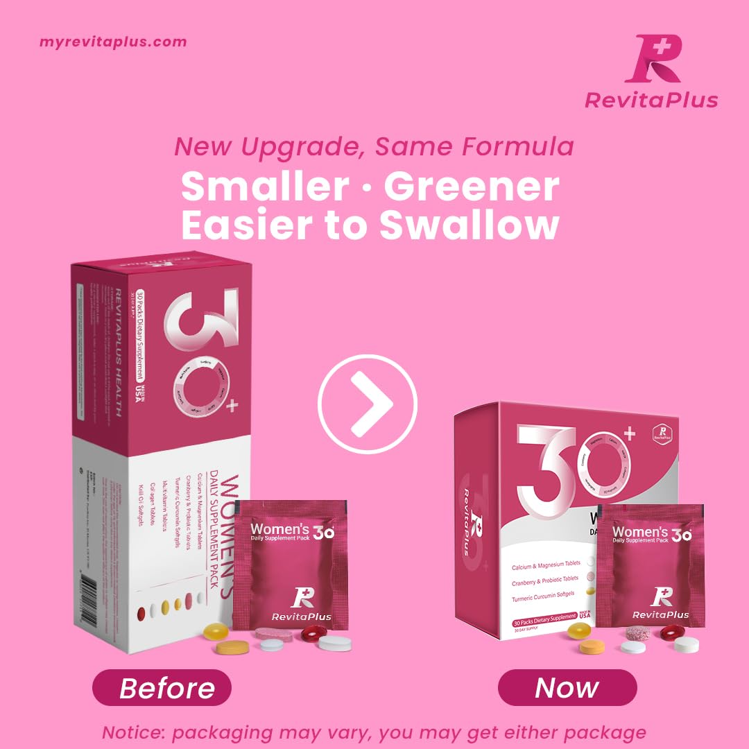 RevitaPlus Multivitamin for Women with Vitamin A,B,C,D3,E,K2,Biotin, Collagen,Krill Oil,Cranberries Supports Energy,Wellness,Beauty and Immune - Vitamin Packs for Women Health 30 Packs RevitaPlus buy supplements canada