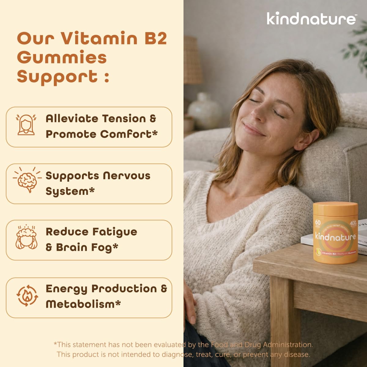 kindnature Vitamin B2 Gummies - Riboflavin 400mg Supplement for Kids & Adults - Non-GMO, Soy & Gluten-Free, Vegan Chewable Gummies (30 Day Supply) (2) kindnature buy supplements canada