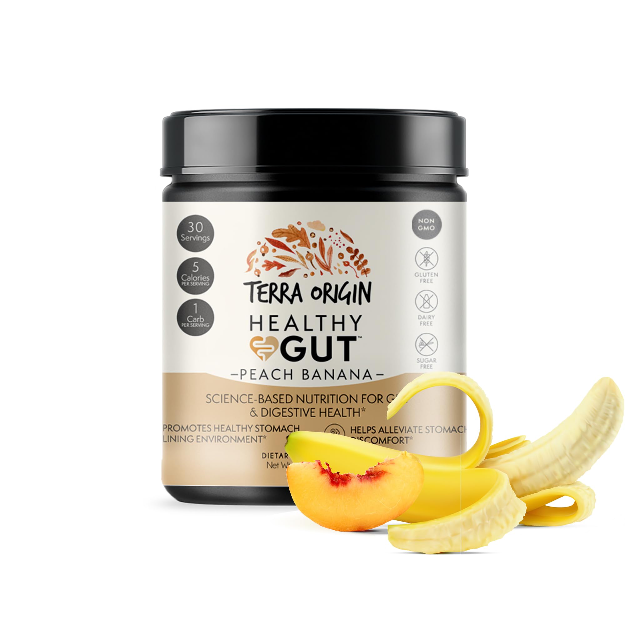TERRA ORIGIN Healthy Gut Peach Banana | 30-Servings with L-Glutamine, Zinc, Glucosamine, Slippery Elm Bark, Marshmallow Root and More! TERRA ORIGIN buy supplements canada