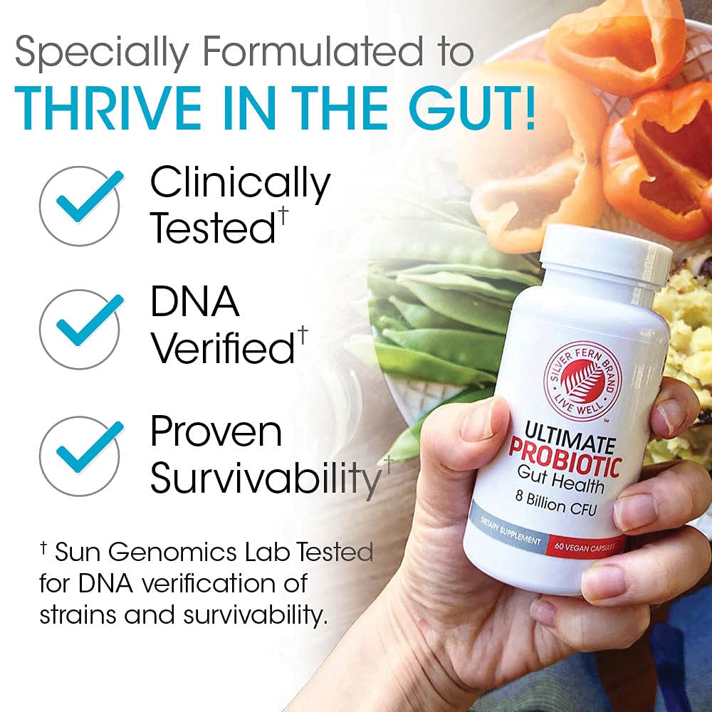 Silver Fern Brand Family Probiotics - Ultimate Adult Probiotic (1 Bottle = 60 Capsules) Plus Ultimate Children's Probiotic for Kids (1 Bottle = 30 Chewables) - Gut Health & Microbiome Support Silver Fern buy supplements canada