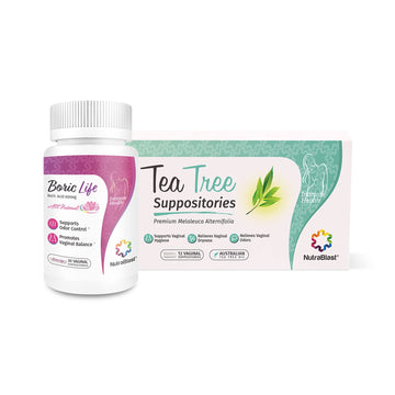 NutraBlast Boric Acid Suppositories 600mg (30 Count) Bundle with Tea Tree Oil Suppositories (12 Count) | All Natural Intimate Deodorant for Women | Restore Feminine pH Balance NutraBlast buy supplements canada