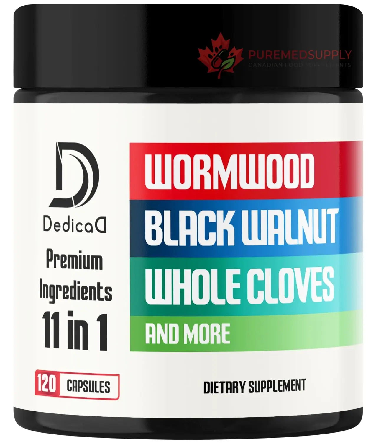 DEDICAD Wormwood Supplement - 120 Capsules Extracted from Black Walnut, Cloves, Turmeric, Apple, Berberine HCl & More - 11 Ingredients Combined for Immune System - 2-Month Supply DEDICAD buy supplements canada
