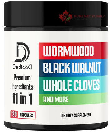 DEDICAD Wormwood Supplement - 120 Capsules Extracted from Black Walnut, Cloves, Turmeric, Apple, Berberine HCl & More - 11 Ingredients Combined for Immune System - 2-Month Supply DEDICAD buy supplements canada