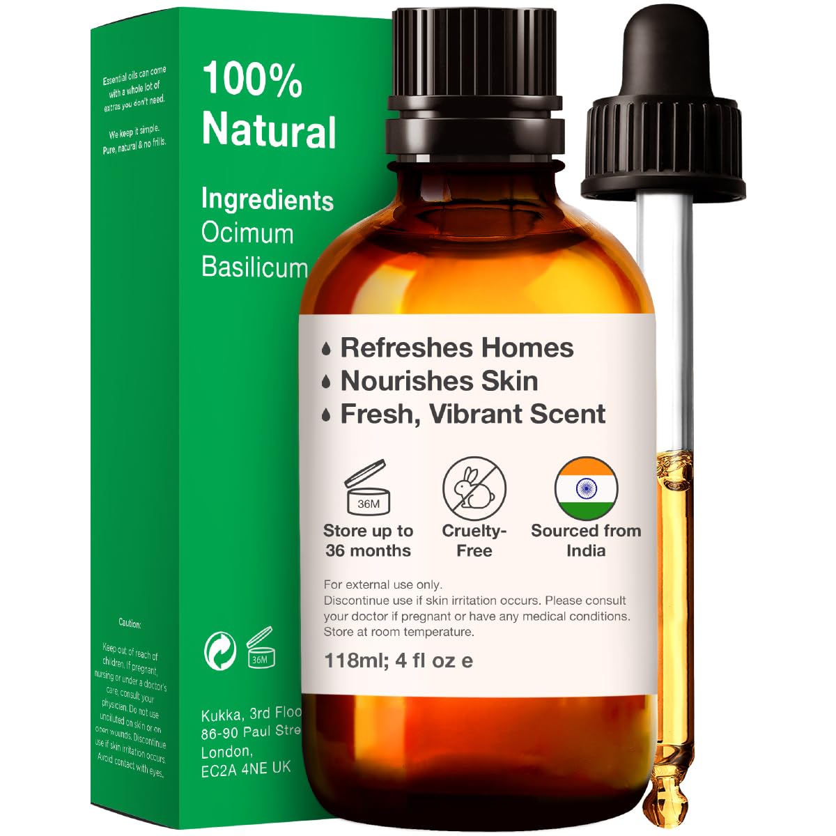 Kukka Basil Essential Oil for Diffusers - Basil Essential Oil for Skin - Basil Oil for Aromatherapy, Skin, Fragrance KUKKA essential oils buy supplements canada