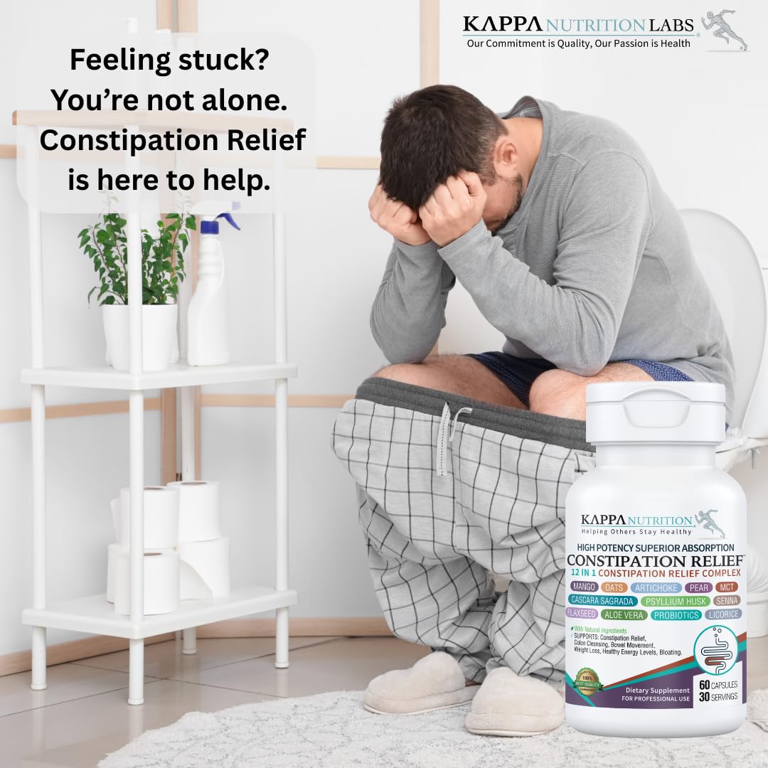 KAPPA NUTRITION Constipation Relief Supplement – Gentle Colon Cleanse for Regularity & Gut Health – Non-Habit Forming Formula with Fiber, Herbs & Probiotics – Non-GMO, 60 Capsules KAPPA NUTRITION buy supplements canada