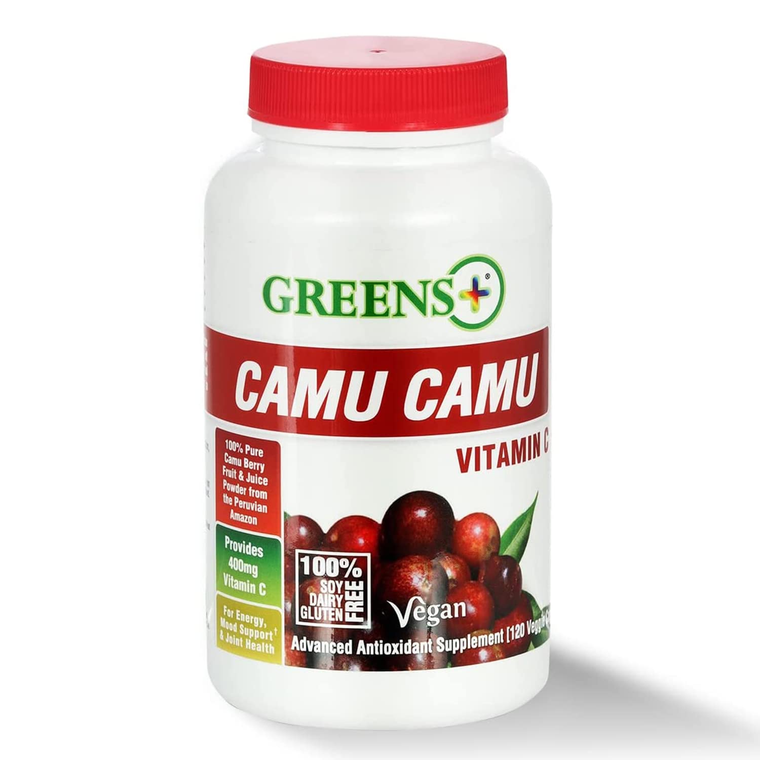 Greens+ Organic Reds Superfood Powder Camu Camu Dietary 400mg Vitamin C SuperFruit Supplement 120 Capsules, 100% Natural, Vitamins & Minerals, Vegan, Soy/Dairy/Gluten Free Greens+ buy supplements canada