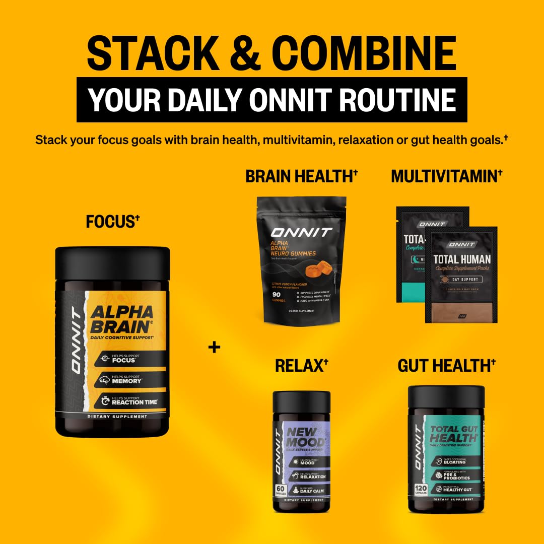 ONNIT Alpha Brain Nootropic Capsules for Men & Women, IGEN Non-GMO Tested Memory, Focus & Mental Clarity, with L-Theanine and Vitamin B6, 90 Count Each, Pack of 4 (360 Capsules) ONNIT buy supplements canada