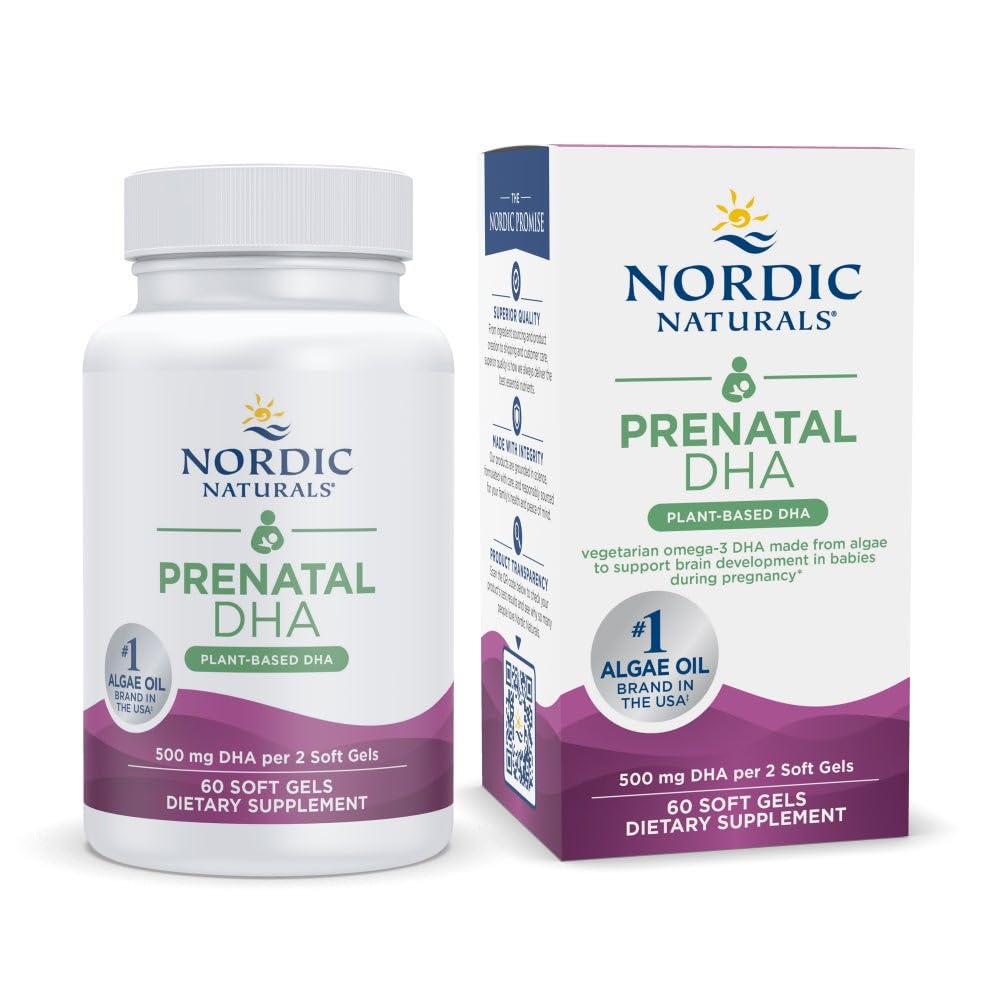 Nordic Naturals Vegan Prenatal DHA, Unflavored - 60 Soft Gels - 500 mg Plant-Based DHA - Supports Brain Development in Babies & Healthy Pregnancy - Non-GMO - 30 Servings Nordic Naturals buy supplements canada