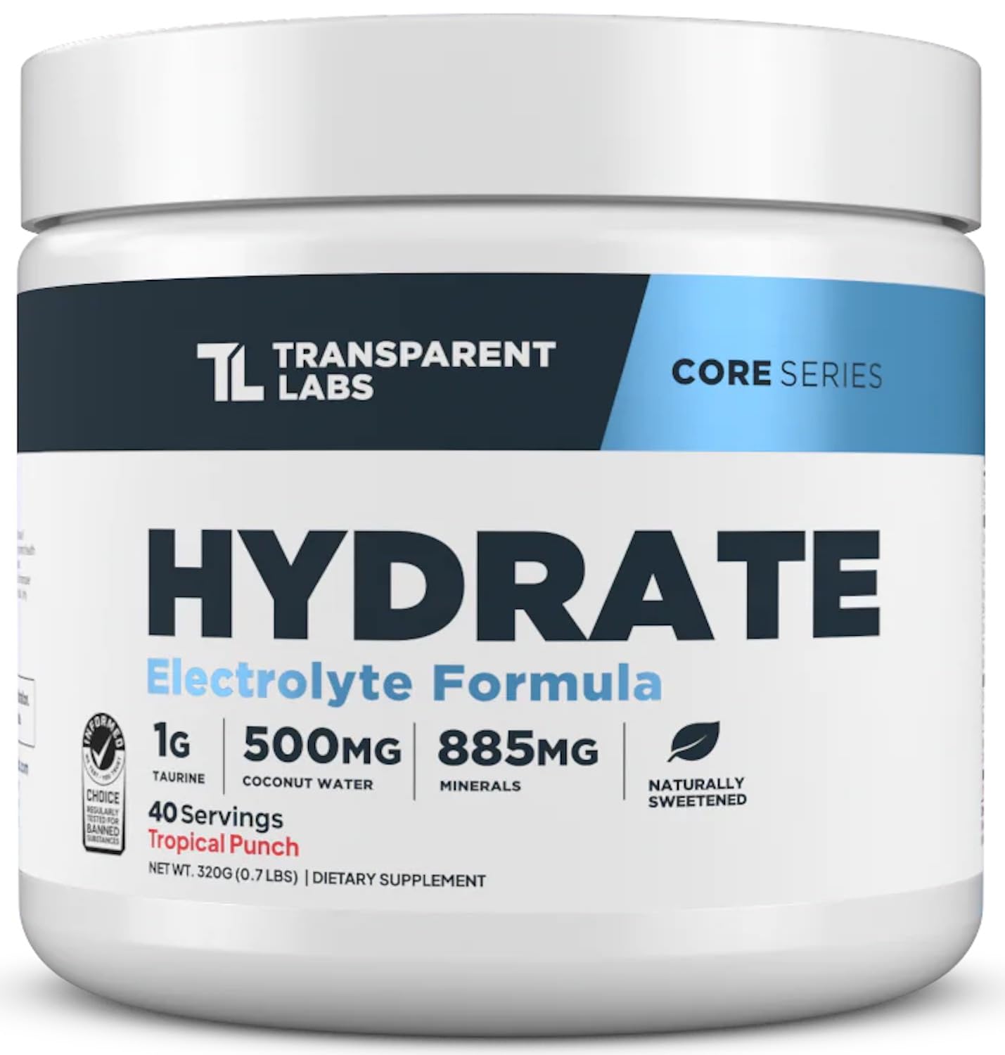 Transparent Labs Hydrate Naturally Sweetened Electrolytes Powder - Hydration Powder Electrolytes with Coconut Water, Calcium, Taurine, & Potassium Transparent Labs buy supplements canada