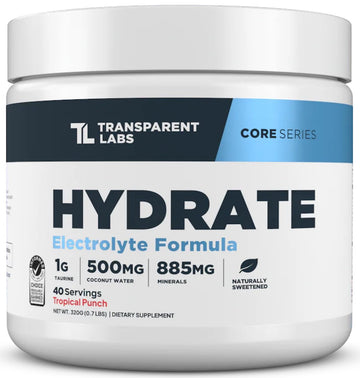 Transparent Labs Hydrate Naturally Sweetened Electrolytes Powder - Hydration Powder Electrolytes with Coconut Water, Calcium, Taurine, & Potassium Transparent Labs buy supplements canada