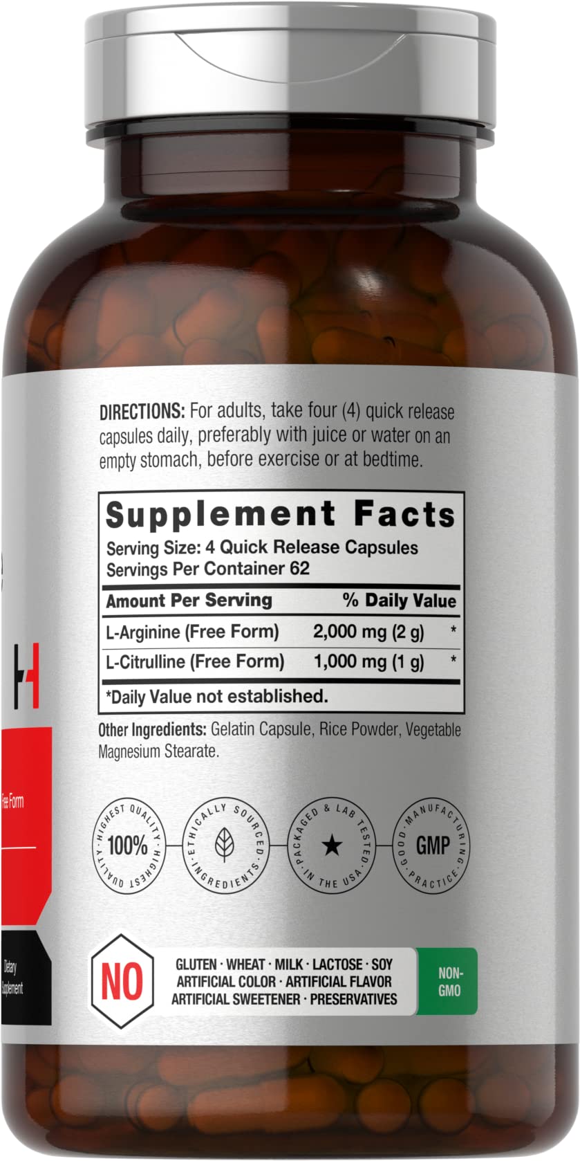Horbäach L-Arginine L-Citrulline Complex | 3000mg | 250 Capsules | Non-GMO, Gluten Free Supplement Horbäach buy supplements canada