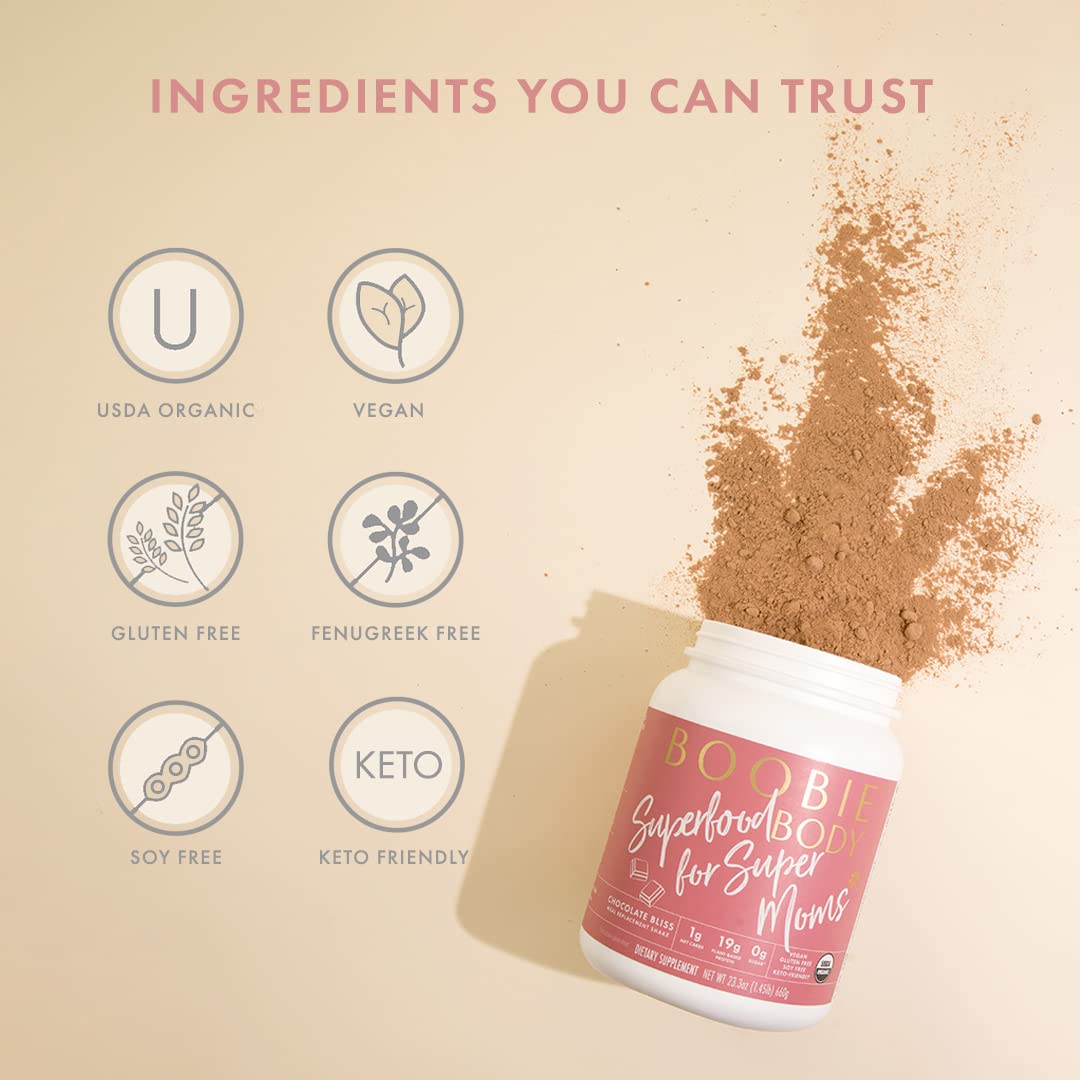 Boobie Body Organic Superfood Plant-Based Protein Shake, Chocolate Bliss, [23.4oz, 1 Tub] Boobie Brands buy supplements canada