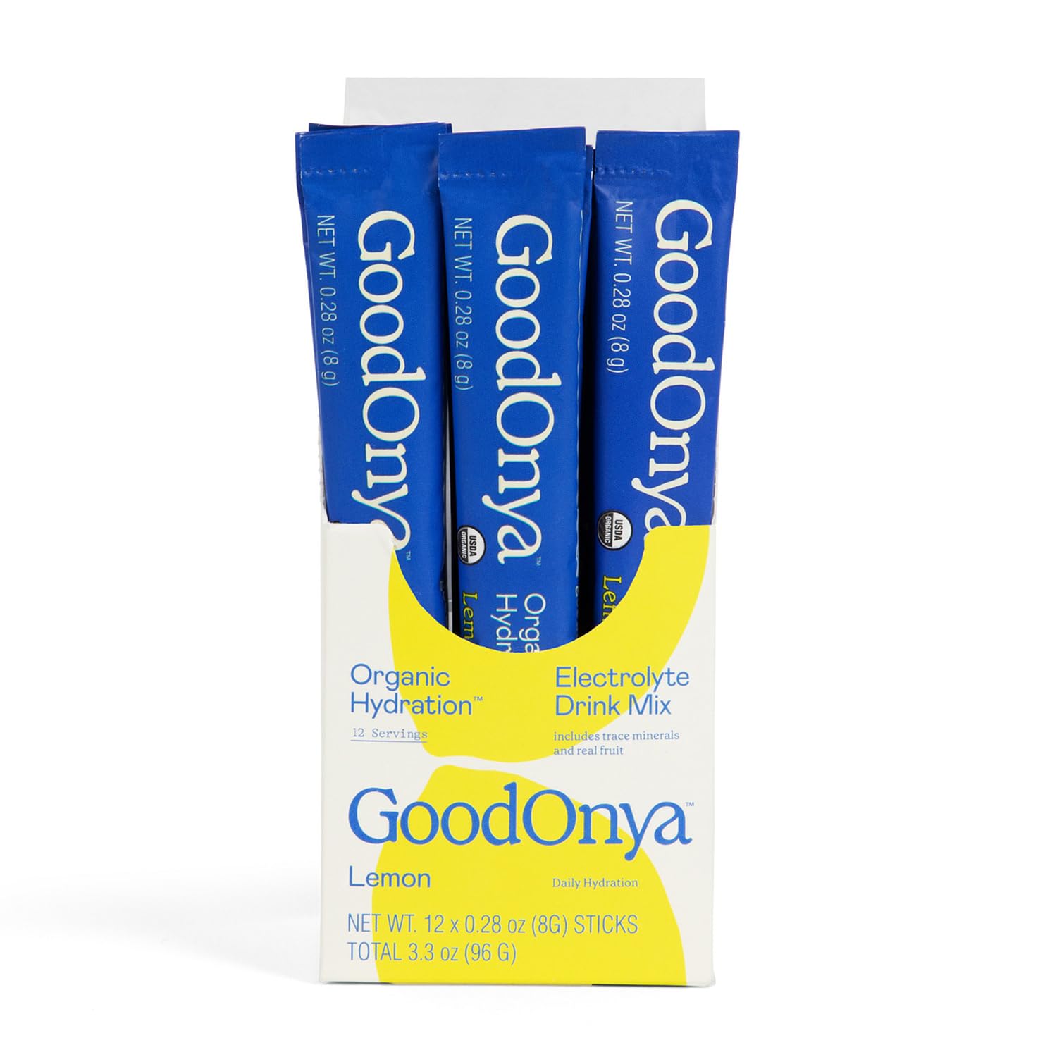 GOODONYA Organic Hydration Electrolyte Drink Mix, Certified Organic Hydration Powder, Non-GMO, Biochecked Glyphosate Free, Low Sugar, Lemonade Flavor, No Artificial Flavors,12 Stick Packs GOODONYA buy supplements canada