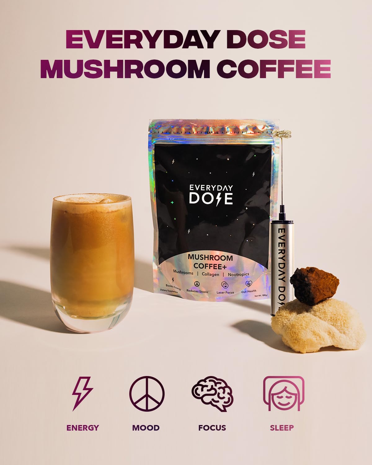The Mushroom Latte by Everyday Dose | Premium Coffee Extract with Grass-Fed Collagen Everyday Dose buy supplements canada