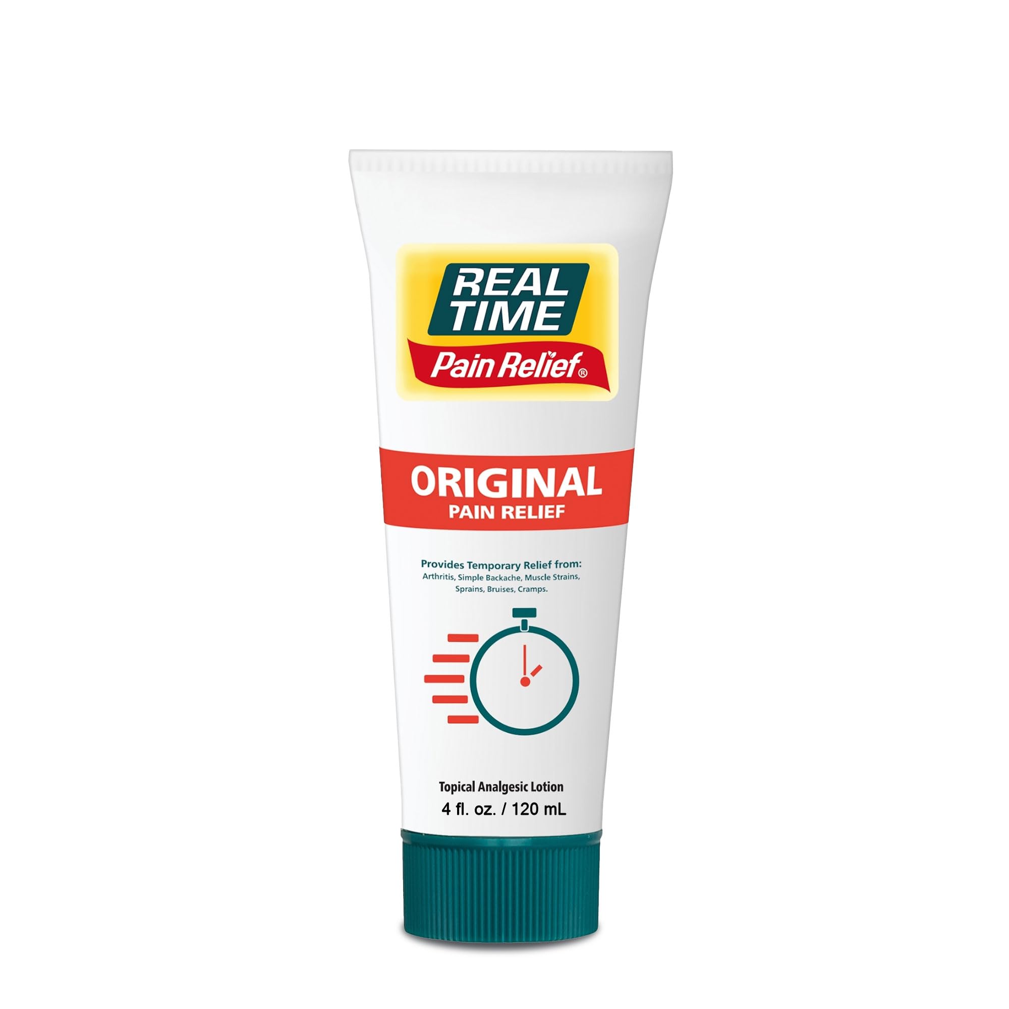 Real Time Pain Relief Cream 4oz Tube | 17 Natural Ingredients: 1.25% Menthol, Arnica & MSM | Muscle Strain & Joint Discomfort Relief for Arthritis, Cramps, Sprains, Bruises, Hands, Back & Knee Pain Real Time Pain Relief buy supplements canada