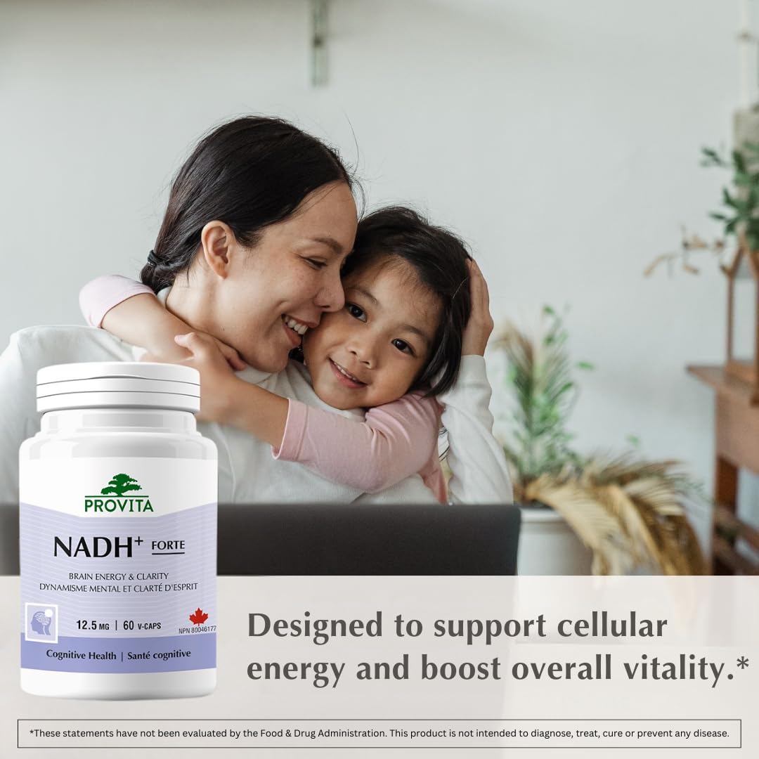 PROVITA NADH+ Forte | Cognitive Support Supplement with NADH, Coenzyme Q10 & Chlorophyll | Energy Support, Focus, Mental Clarity & Brain Health | Vegan Capsules | High Absorption Cellular Formula PROVITA buy supplements canada