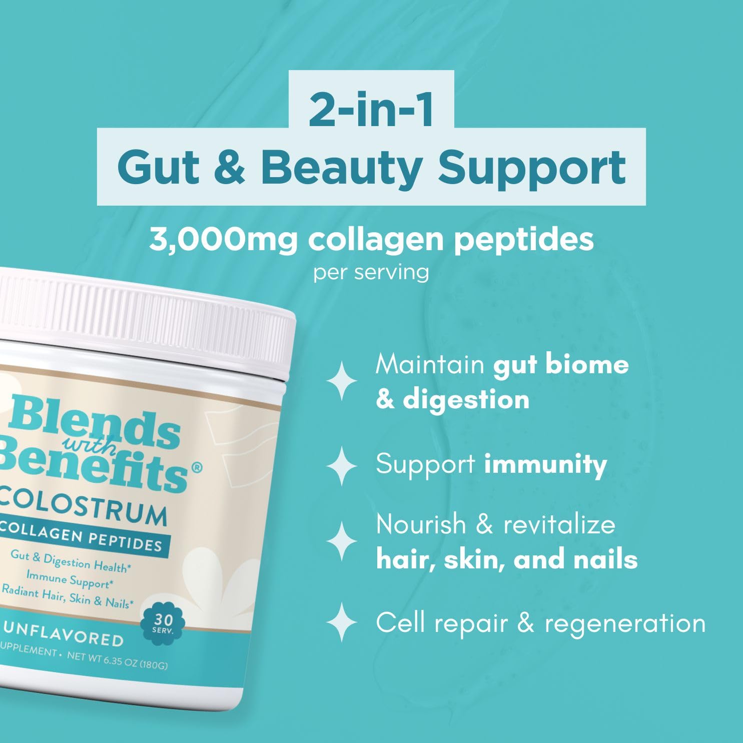 360 Nutrition Blends with Benefits Bovine Colostrum + Collagen Peptides Powder for Gut Health, Hair & Skin Beauty, Immune Support | Grass-Fed, No Added Sugar, Unflavored 6 oz 360 Nutrition buy supplements canada