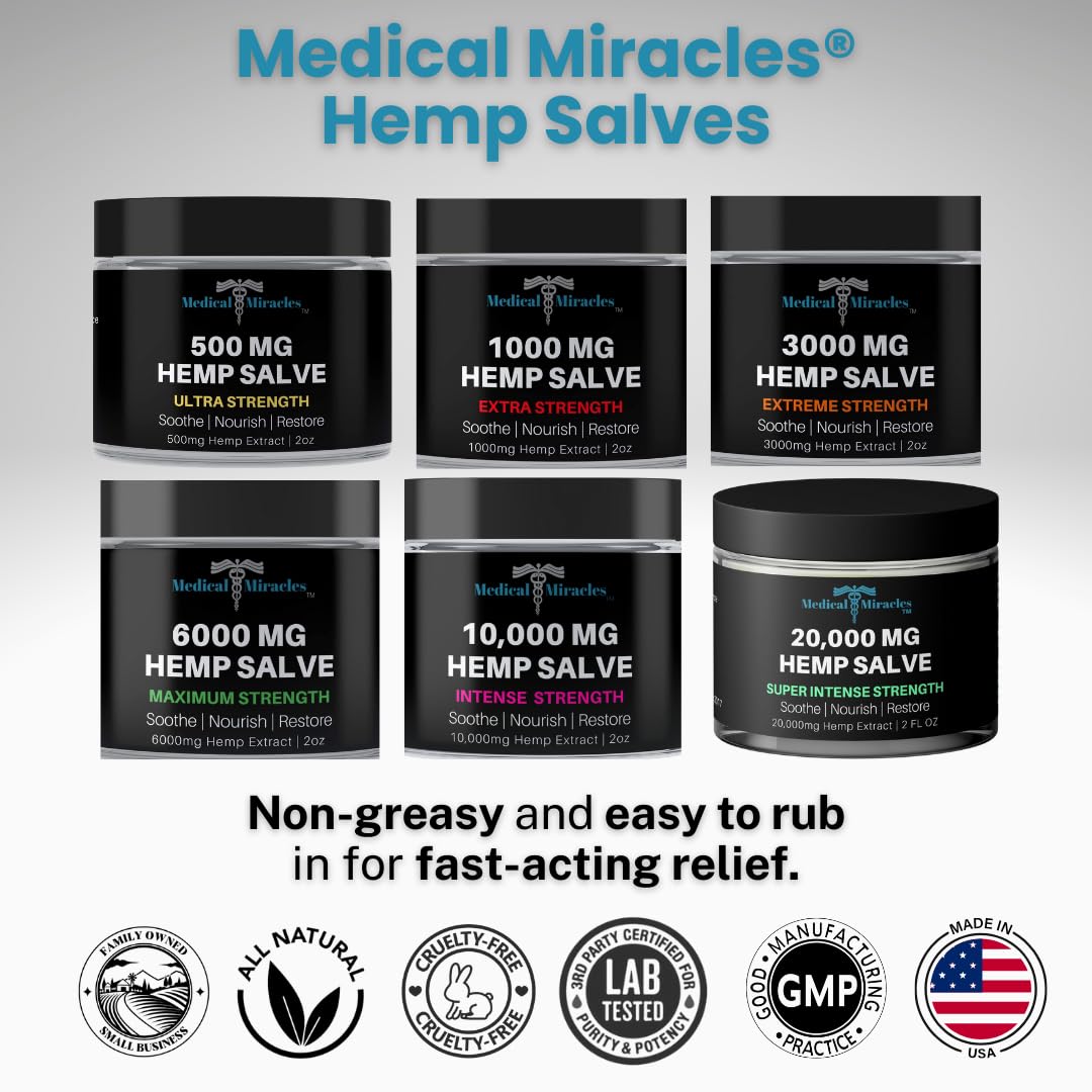 Medical Miracles Hemp 500 Mg Ultra Strength Healing Salve Ideal for Hips, Joints, Neck, Back, Elbows, Fingers, Hands, and Knees Medical Miracles buy supplements canada