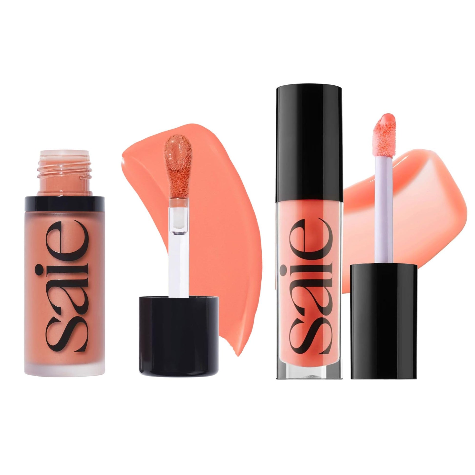 Saie Dewy Glow Duo - Dew Liquid Blush - (.40 oz, Hottie), Glossybounce Lip Gloss-Oil Hybrid (.17 oz, Splash) - Hydrating, Vegan Makeup for Radiant Cheeks & Lips Saie buy supplements canada