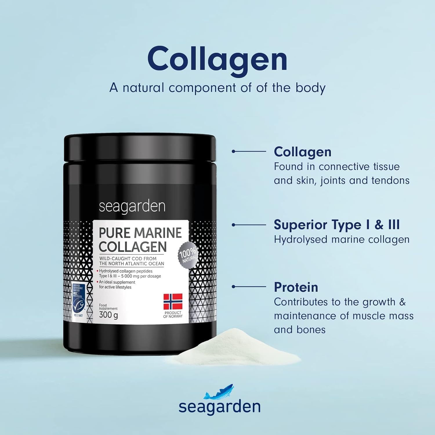 Seagarden Pure Marine Collagen Powder (Type I & III) | Wild-Caught Arctic Cod SEAGARDEN buy supplements canada