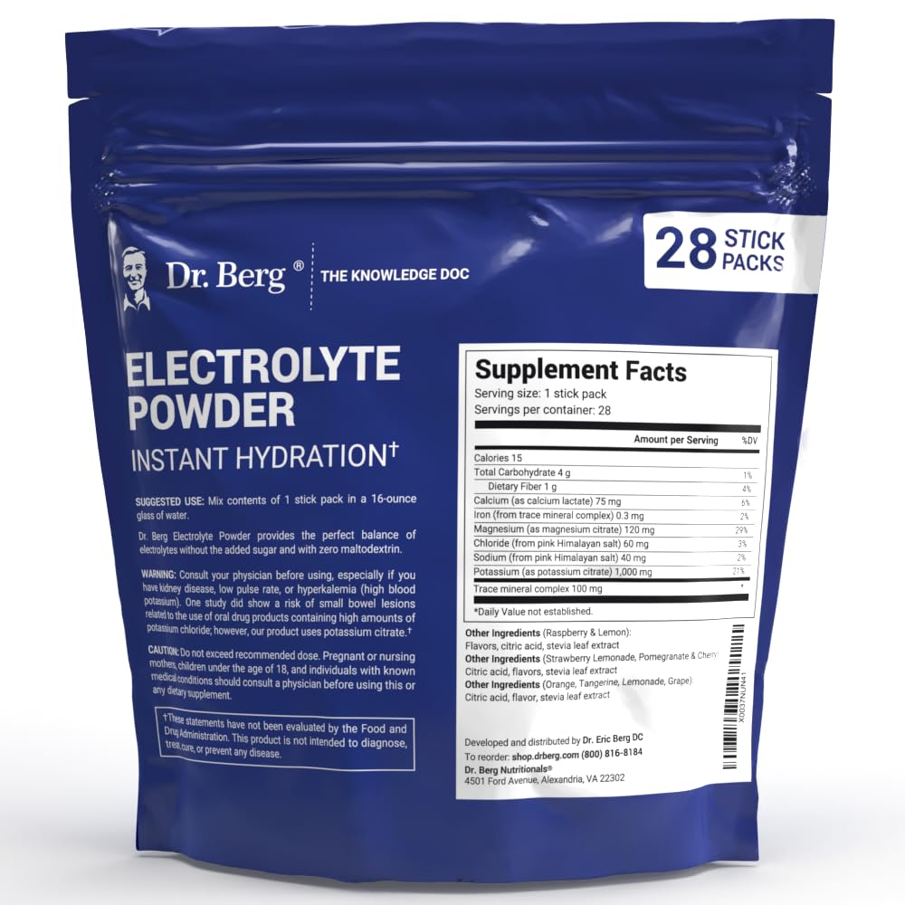 Dr. Berg's Electrolytes Powder Packets - Travel Size Hydration Electrolyte Drink Mix Dr. Berg Nutritionals buy supplements canada