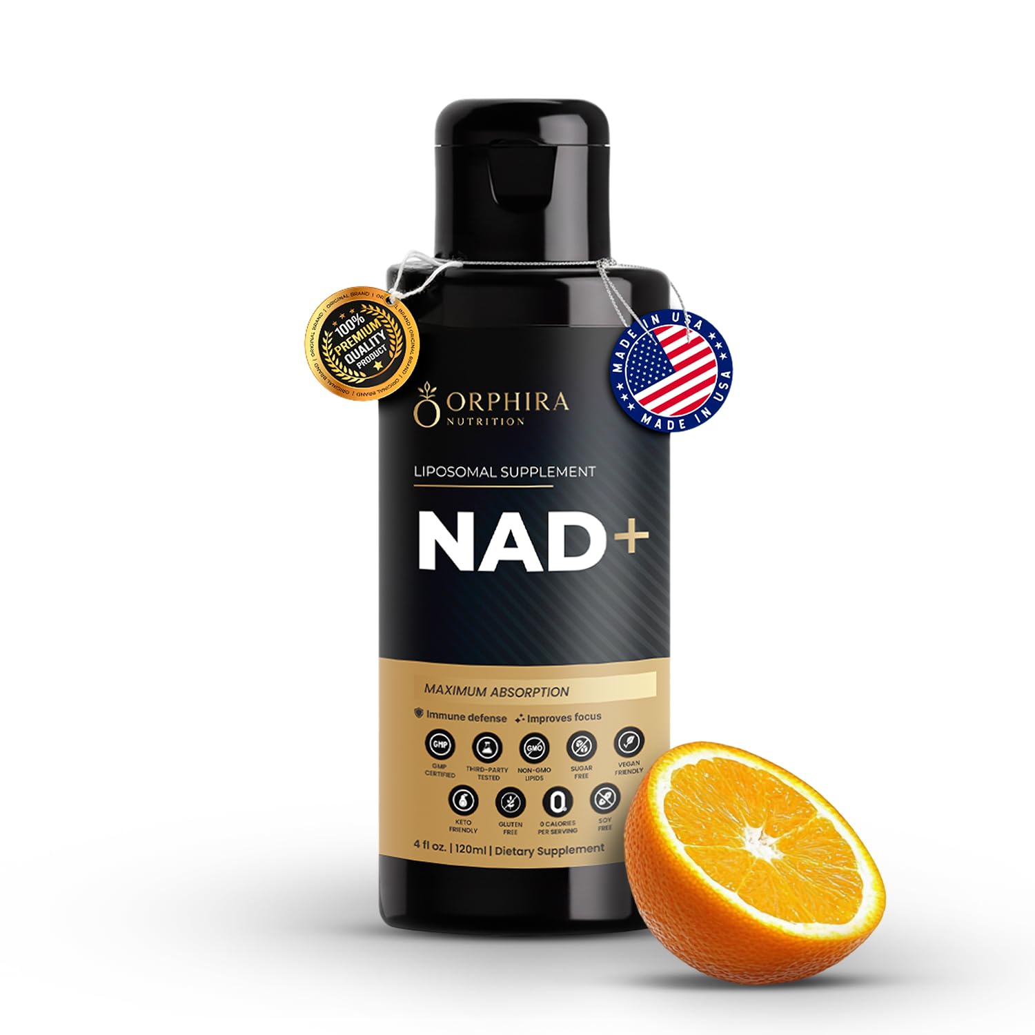 Orphira Liquid Liposomal NAD+ Supplement - 10x Better Absorption for Cellular Energy, Mental Clarity, Healthy Aging & Vitality Support - Enhanced NAD Plus, Vegan, Non-GMO - 30 Servings (4 fl oz) Orphira Nutrition buy supplements canada