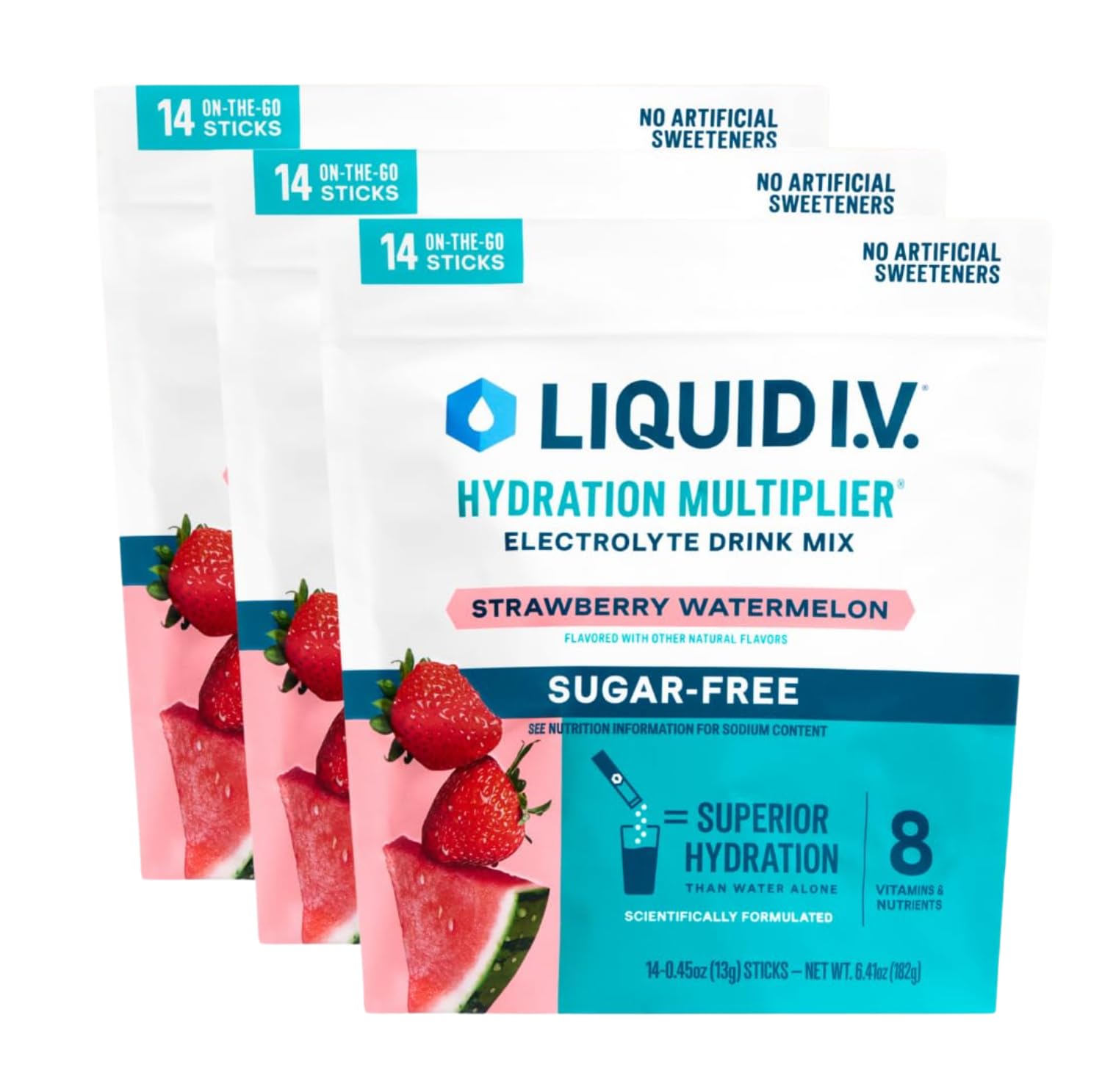 Liquid I.V.® Hydration Multiplier Sugar Free – Strawberry Watermelon | Electrolyte Powder Drink Mix | 3 Pack (42 Servings) Liquid I.V. buy supplements canada