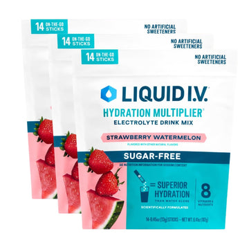 Liquid I.V.® Hydration Multiplier Sugar Free – Strawberry Watermelon | Electrolyte Powder Drink Mix | 3 Pack (42 Servings) Liquid I.V. buy supplements canada