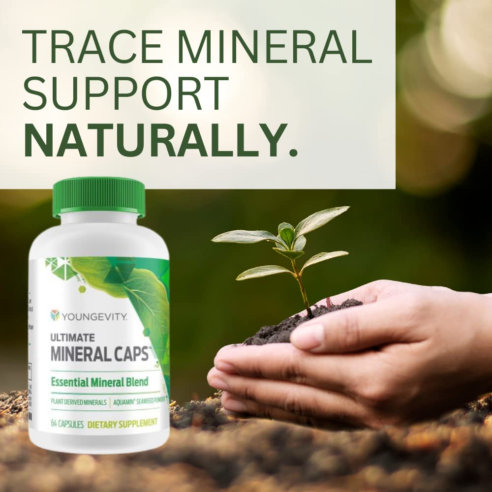 Youngevity Ultimate Mineral Caps™ - 70+ Essential Full Spectrum Trace Minerals - Nutrient-Dense, Derived from Humic & Aquamin Seaweed (64 Capsule) Youngevity buy supplements canada
