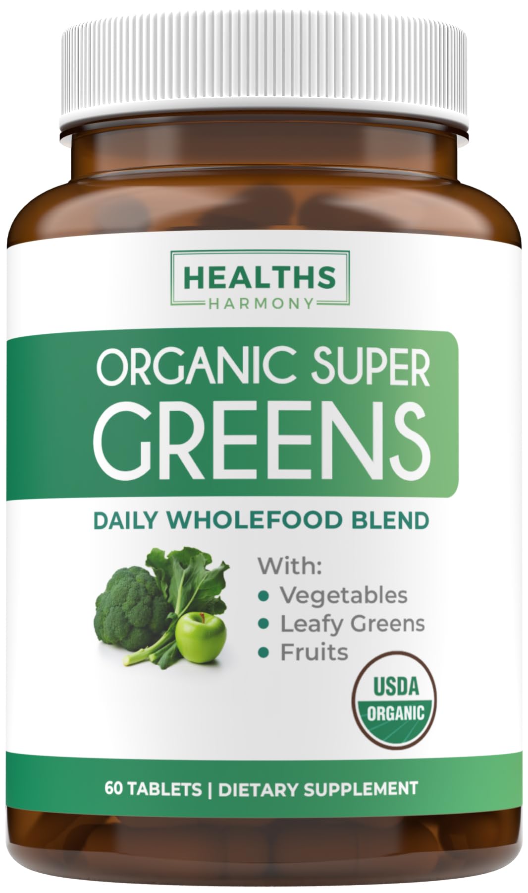 USDA Organic Super Greens Supplement - Organic Greens Fruits and Vegetable Supplement for Adults with 28 Superfood Complex with Superfruits Roots Herbs & More - Vegan & Non-GMO (Up to 1 Month Supply) Healths Harmony buy supplements canada