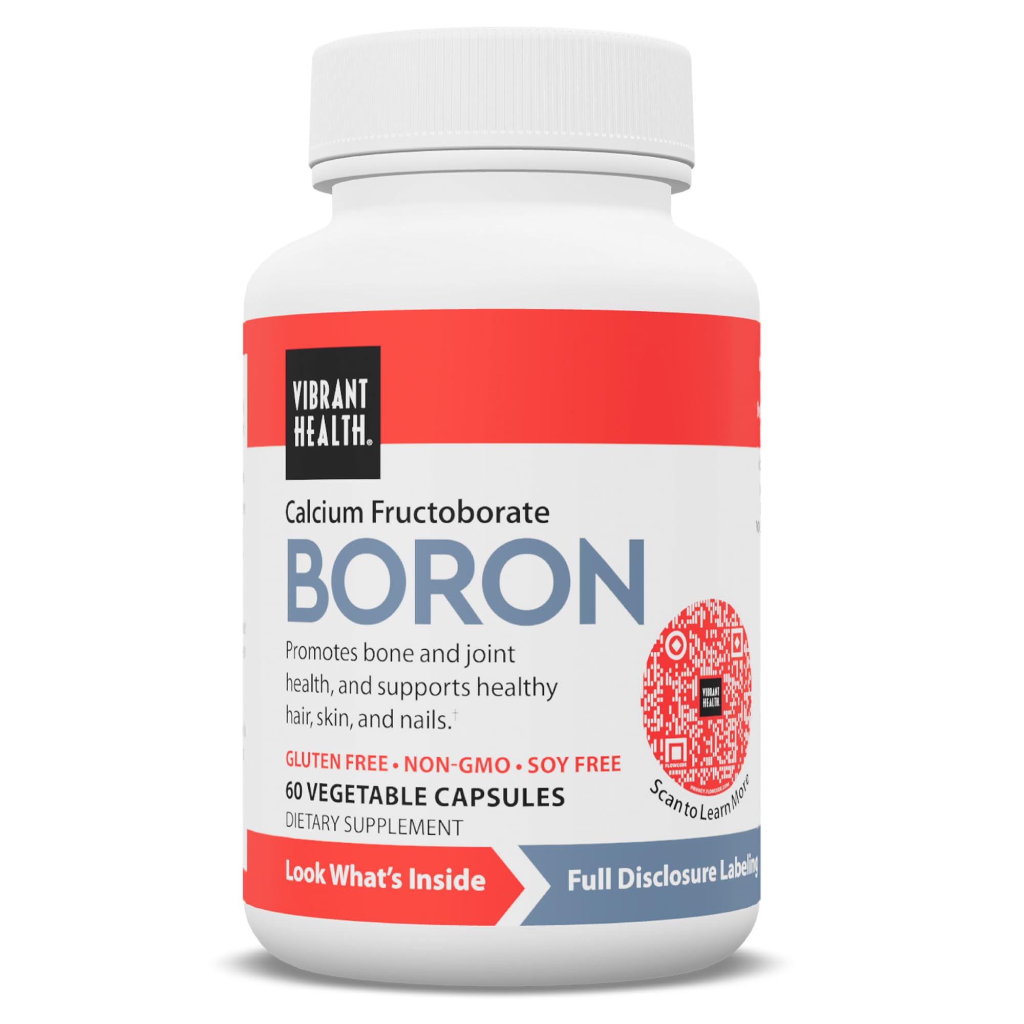 Vibrant Health - Super Natural Boron, Support for Healthy Joints, Hormone Levels, and Connective Tissue with Calcium Fructoborate and Broccoli Powder, Gluten Free, Vegetarian, Non-GMO, 60 Count Vibrant Health buy supplements canada