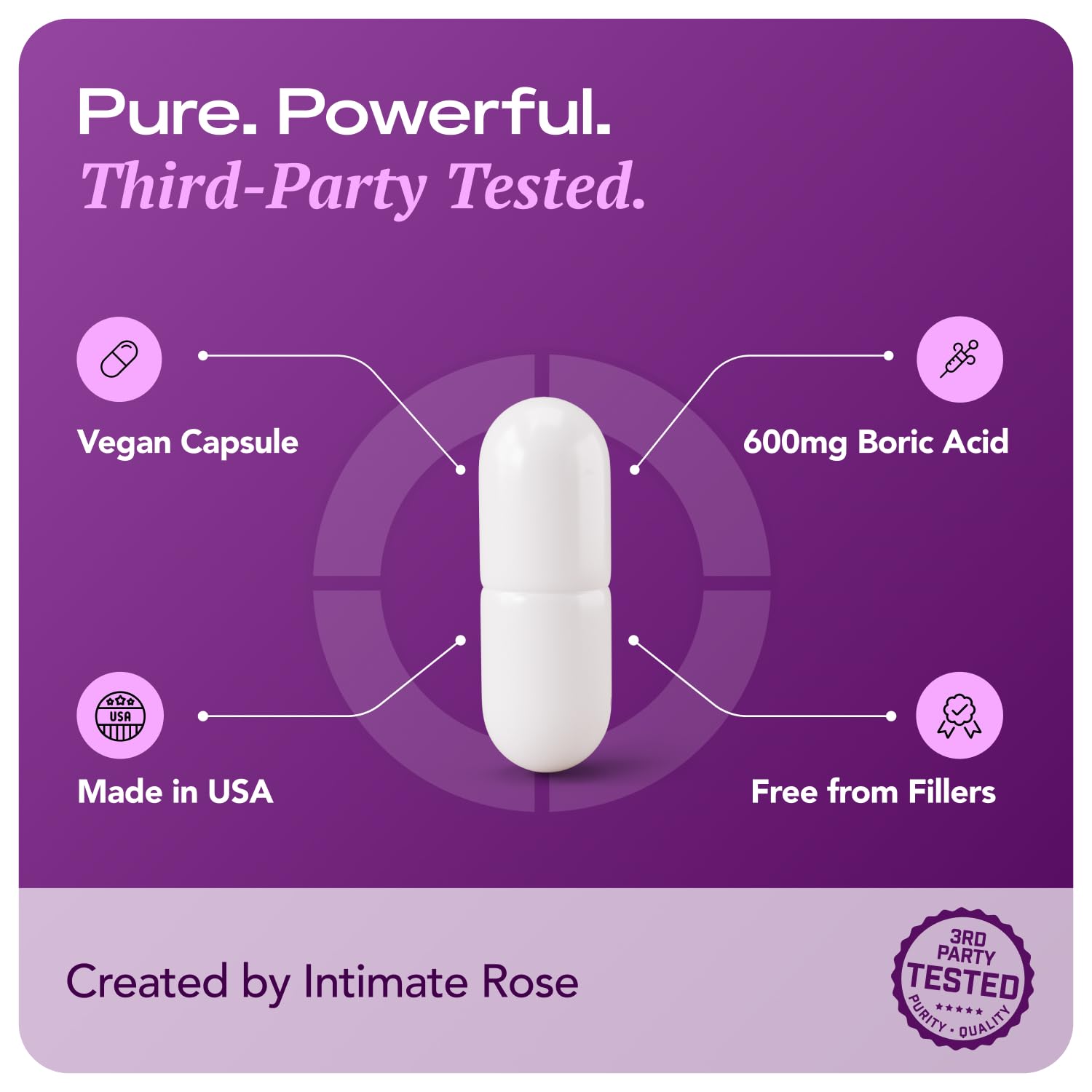 Intimate Rose Boric Acid Vaginal Suppositories, 30 Count for Feminine Deodorizing & Freshness - Vegan Capsules Intimate Rose buy supplements canada