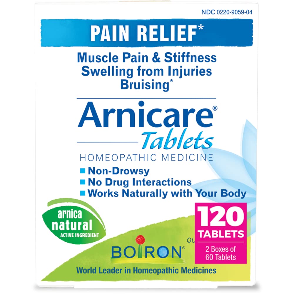 Boiron Arnicare Tablets for Pain Relief from Muscle Pain, Joint Soreness, Swelling from Injury or Bruises - 120 Count (2 Pack of 60) Boiron buy supplements canada