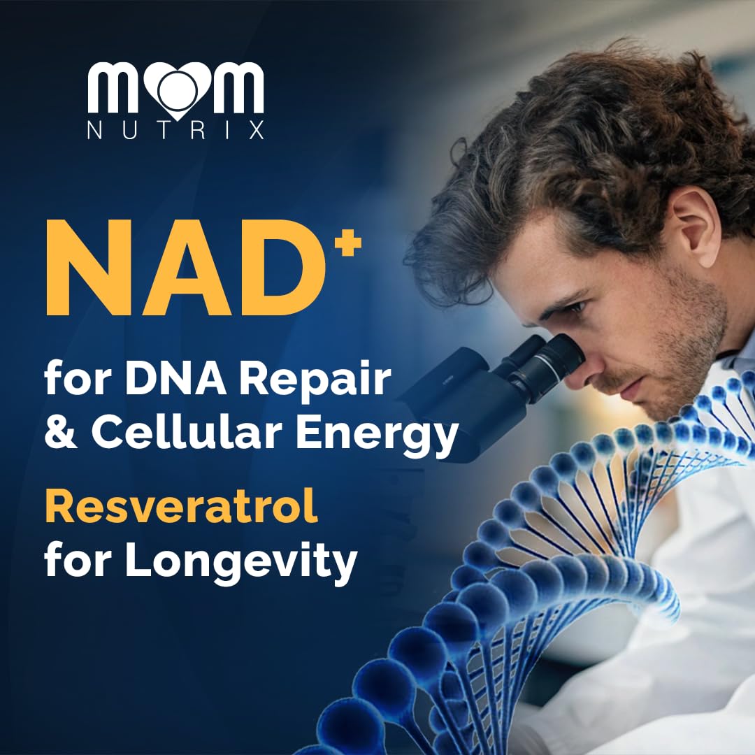 MOM NUTRIX Liposomal NAD Supplement with Resveratrol - High Purity NAD Plus 2000 mg, 120 Capsules, Made in The USA - NMN Alternative MOM NUTRIX buy supplements canada