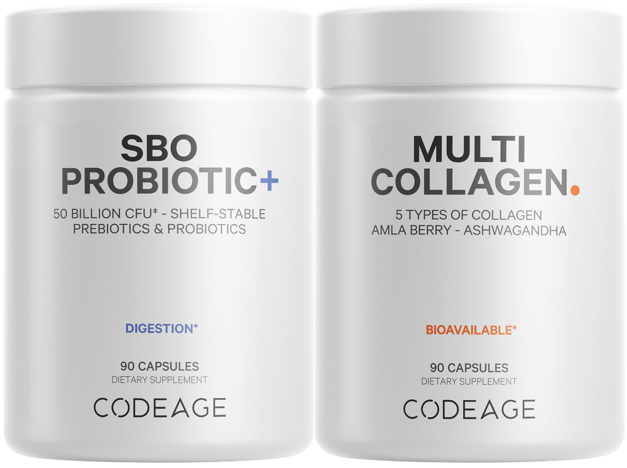 Codeage Multi Collagen Protein Capsules 5 Types, Ashwagandha Withania Somnifera & Organic Amla Berry + SBO Probiotic Blend 50 Billion CFU Bundle, Lactobacillus Plantarum, Bacillus Subtilis, Non-GMO Codeage buy supplements canada