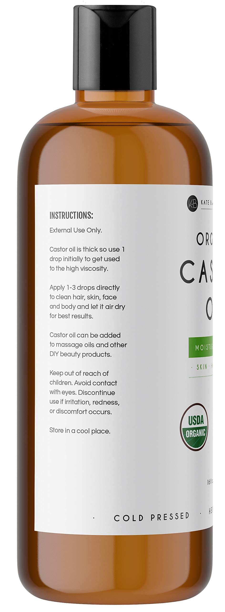 Kate Blanc Cosmetics Castor Oil 16oz - USDA Certified Organic. Cold-Pressed, 100% Pure Kate Blanc Cosmetics buy supplements canada