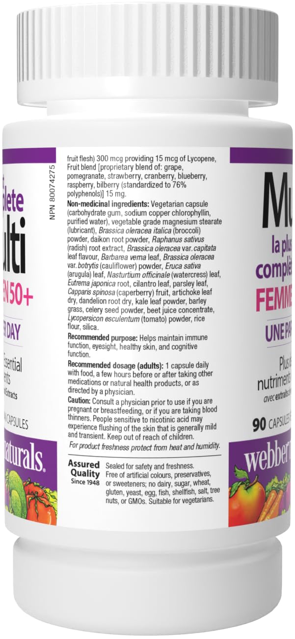 Webber Naturals Women's 50+ Most Complete Multi, 90 Vegetarian Capsules Webber Naturals buy supplements canada